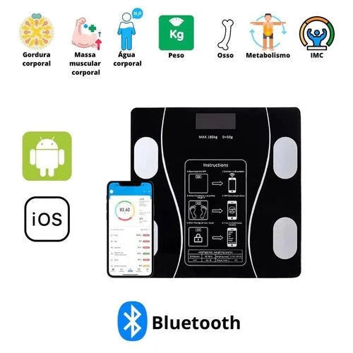 Balança Digital Medidora Corporal com Bioimpedância Balança Digital Medidora Corporal PS1 Direct Ofertas