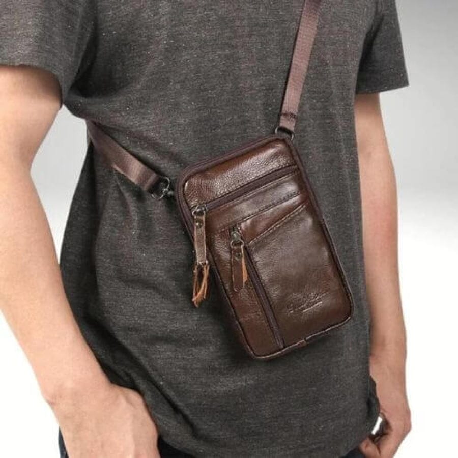 Bolsa Transversal Artesanal Couro Legítimo Bolsa Transversal Artesanal Couro Legítimo P11 Direct Ofertas Marrom