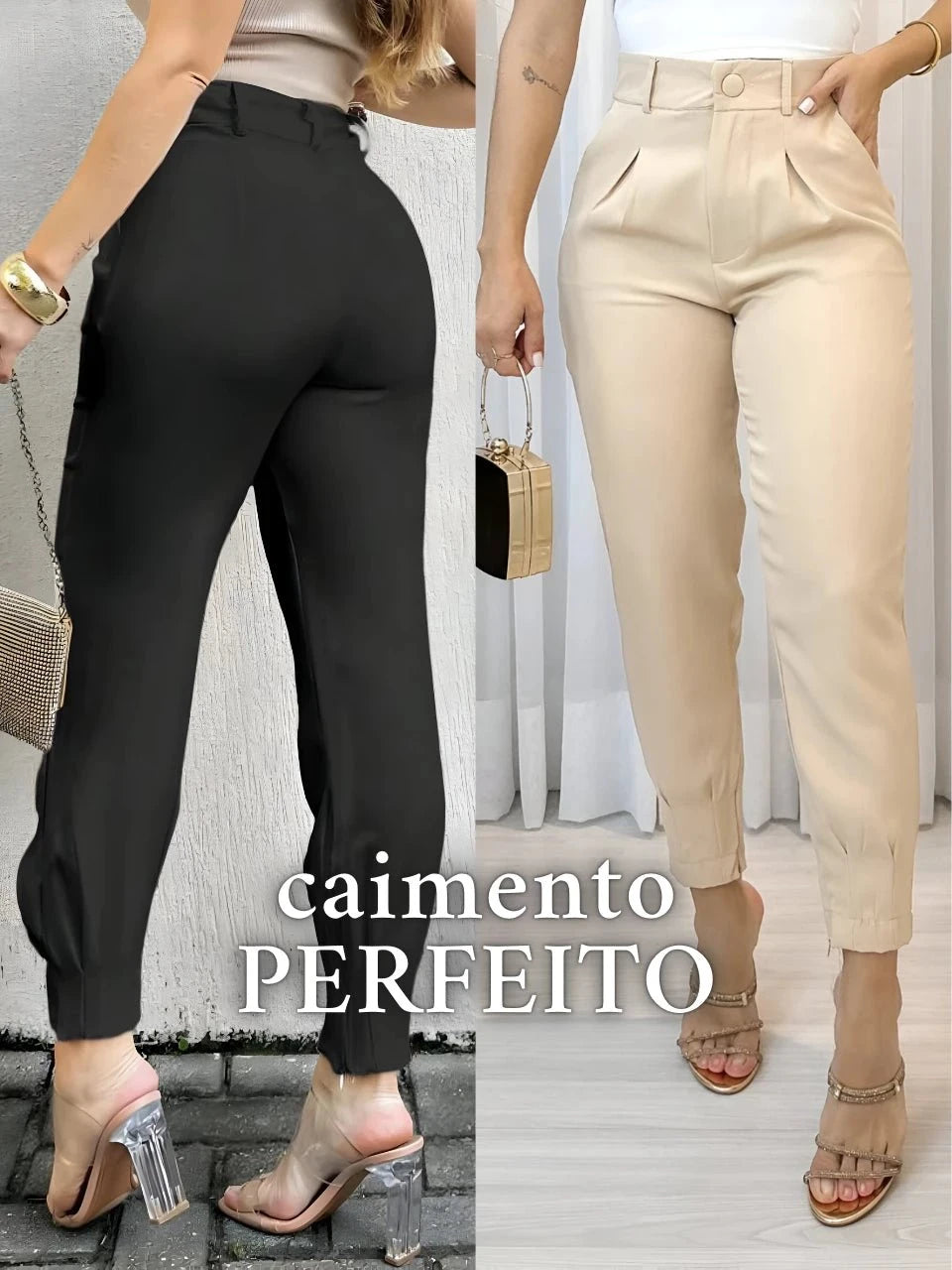 Calça Jogger Cenoura em Alfaiataria com Cinto Calça Jogger Cenoura PS1 Direct Ofertas