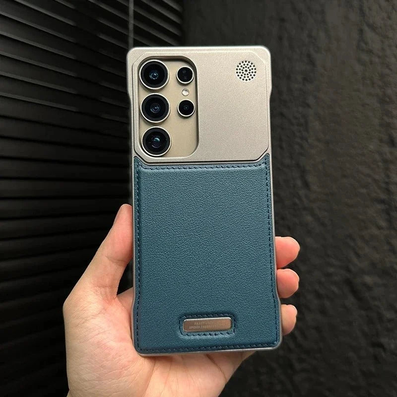 Case Samsung Minimalista em Couro Anti Impacto Case Samsung Minimalista em Couro P14 Direct Ofertas Azul Samsung S23 Ultra