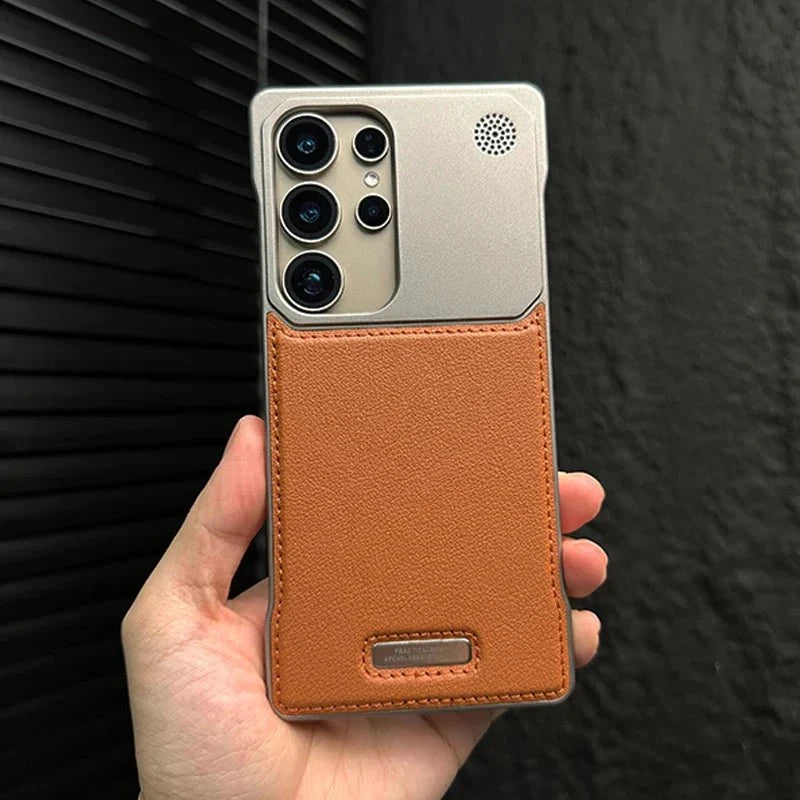 Case Samsung Minimalista em Couro Anti Impacto Case Samsung Minimalista em Couro P14 Direct Ofertas Marrom Samsung S23 Ultra