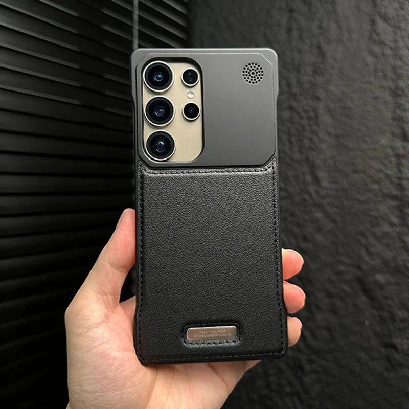 Case Samsung Minimalista em Couro Anti Impacto Case Samsung Minimalista em Couro P14 Direct Ofertas Preto Samsung S23 Ultra
