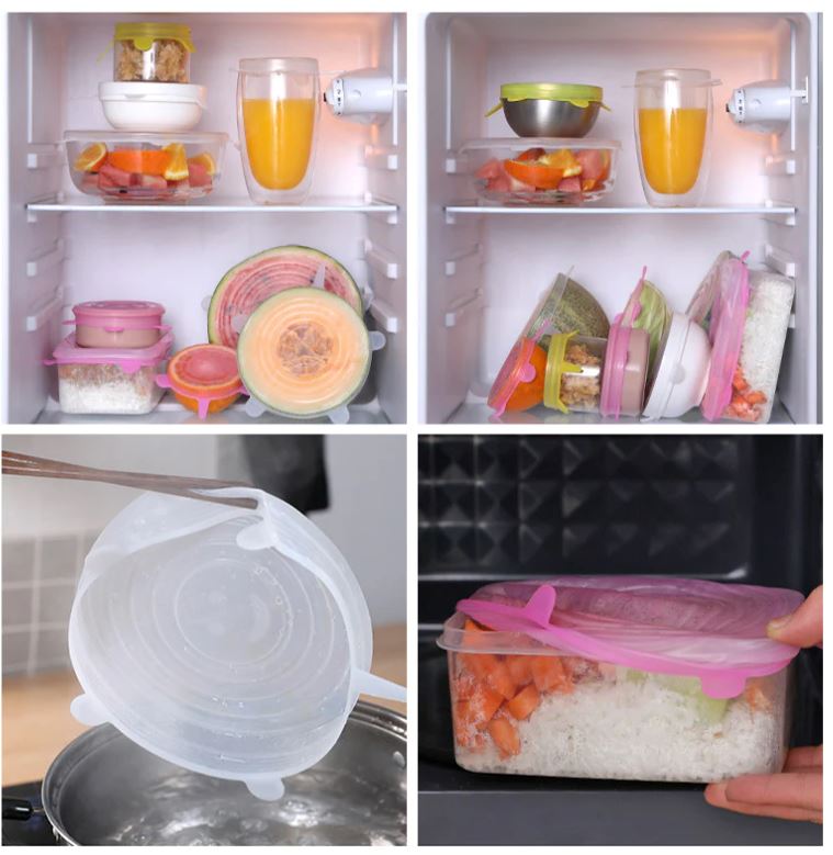 Compre 6 Leve 12 - Kit 12 Tampas de Silicone Reutilizável (UNIVERSAL) - Super Elástico - Direct Ofertas
