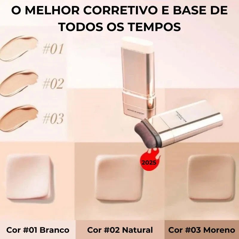 Corretivo Base Stick Coreano 2 em 1 – Cobertura Perfeita 100% Natural - Direct Ofertas