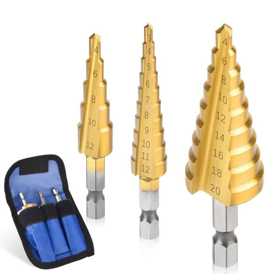 Kit 3 Brocas Titânio Escalonada + Estojo de Brinde - Direct Ofertas