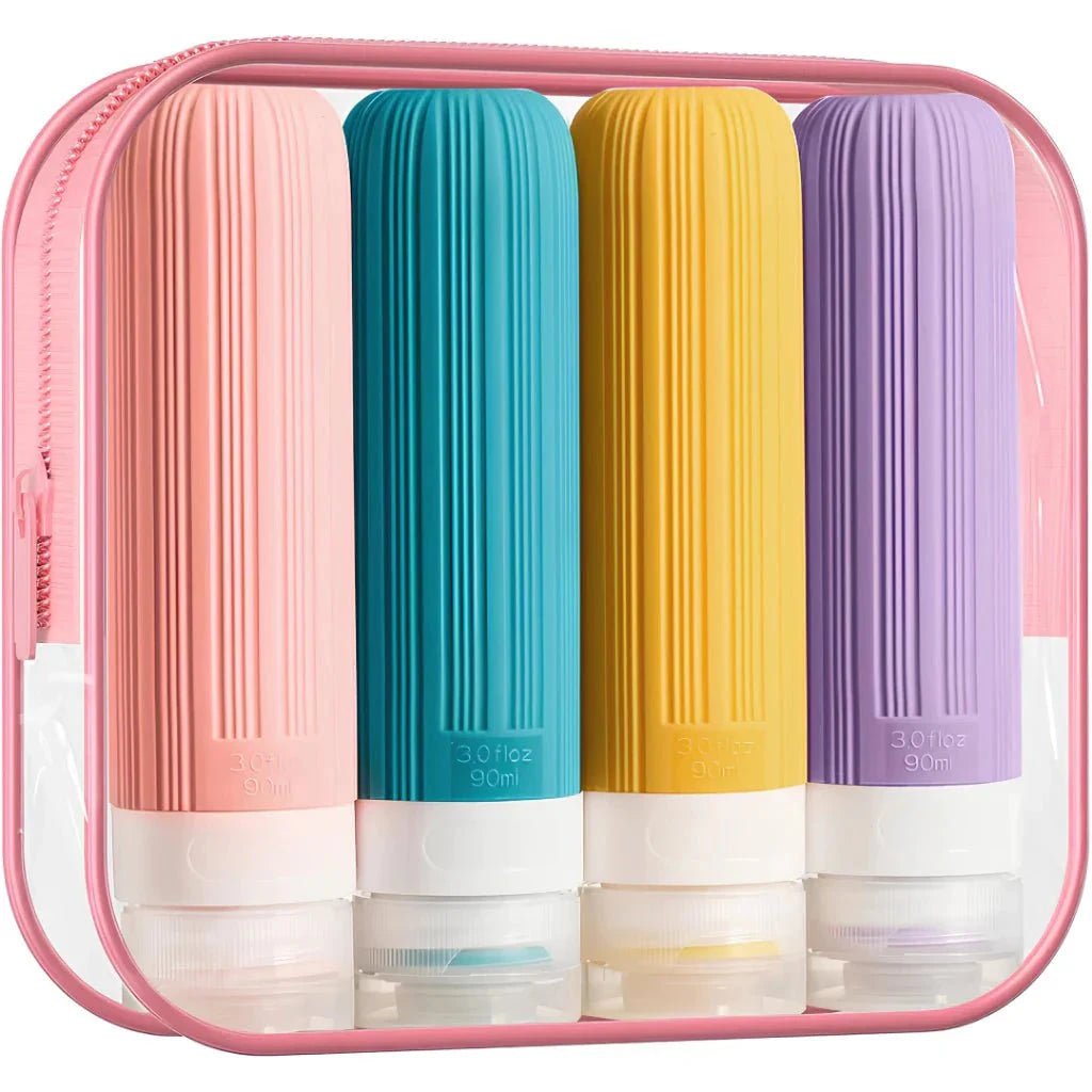Kit 4 Frascos de Silicone para Viagem – 90ml Antivazamento - Direct Ofertas