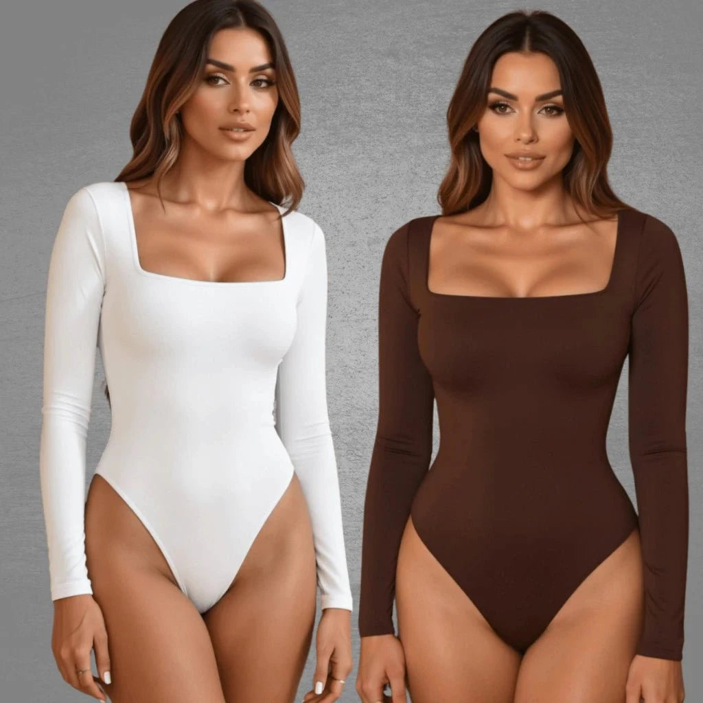 Kit com 2 Bodys Femininos Manga Longa Kit com 2 Bodys PS1 Direct Ofertas BRANCO MARROM TAM UNICO 36 a 42