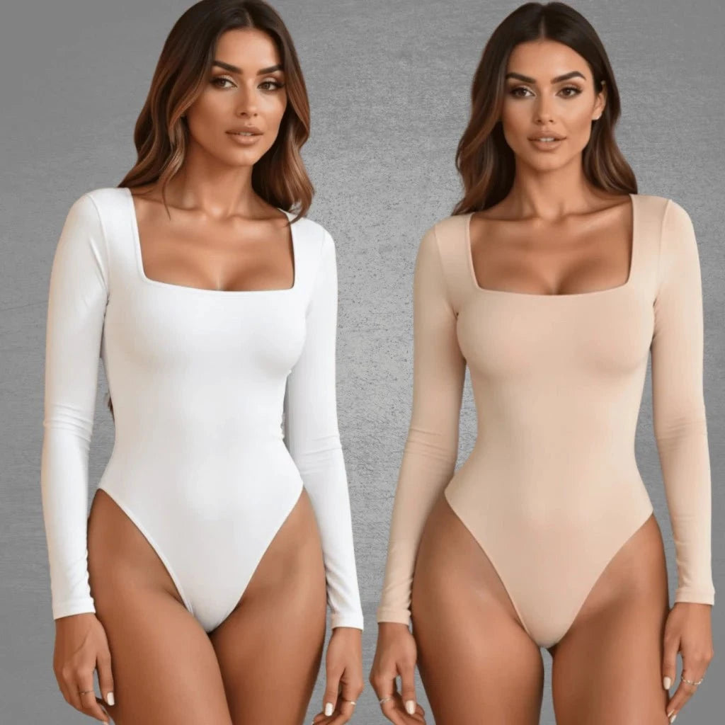 Kit com 2 Bodys Femininos Manga Longa Kit com 2 Bodys PS1 Direct Ofertas BRANCO NUDE TAM UNICO 36 a 42