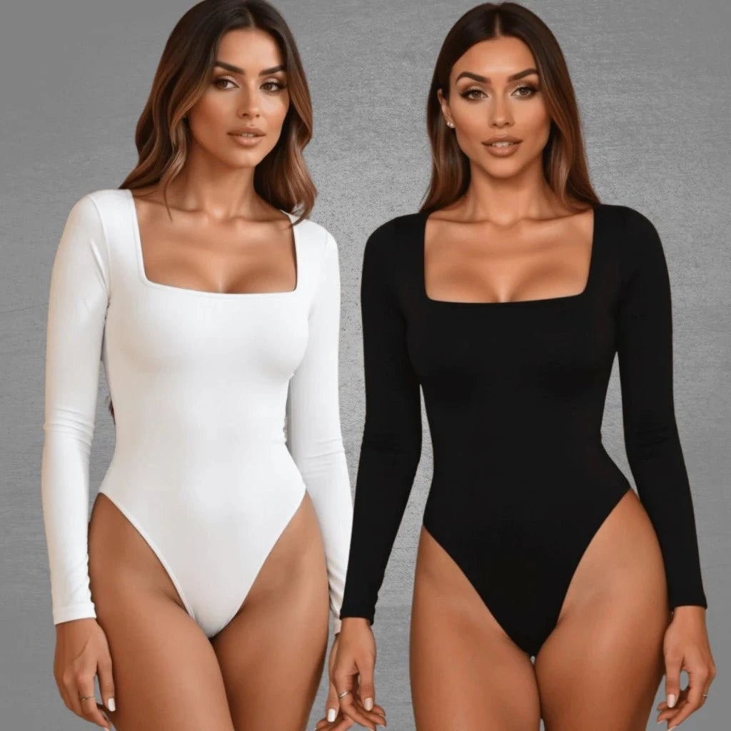 Kit com 2 Bodys Femininos Manga Longa Kit com 2 Bodys PS1 Direct Ofertas PRETO BRANCO TAM UNICO 36 a 42