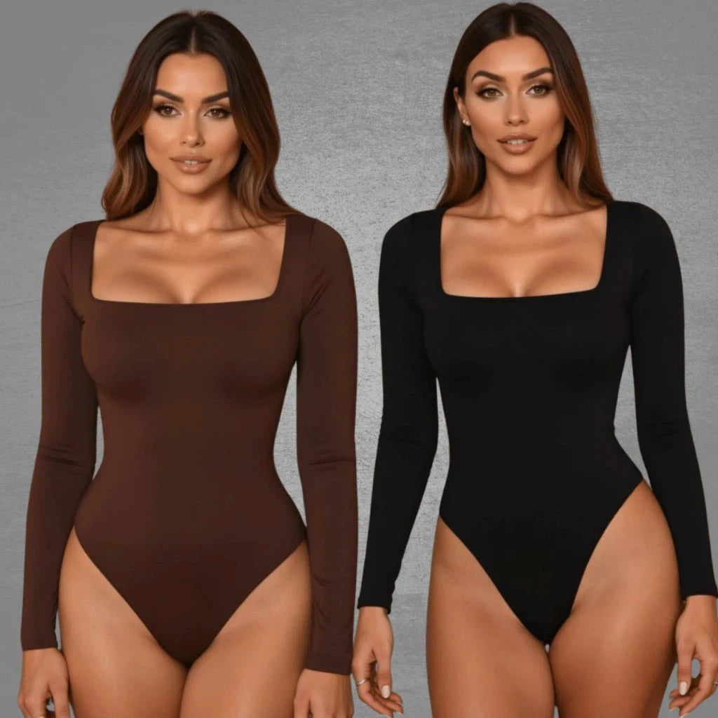 Kit com 2 Bodys Femininos Manga Longa Kit com 2 Bodys PS1 Direct Ofertas PRETO MARROM TAM UNICO 36 a 42