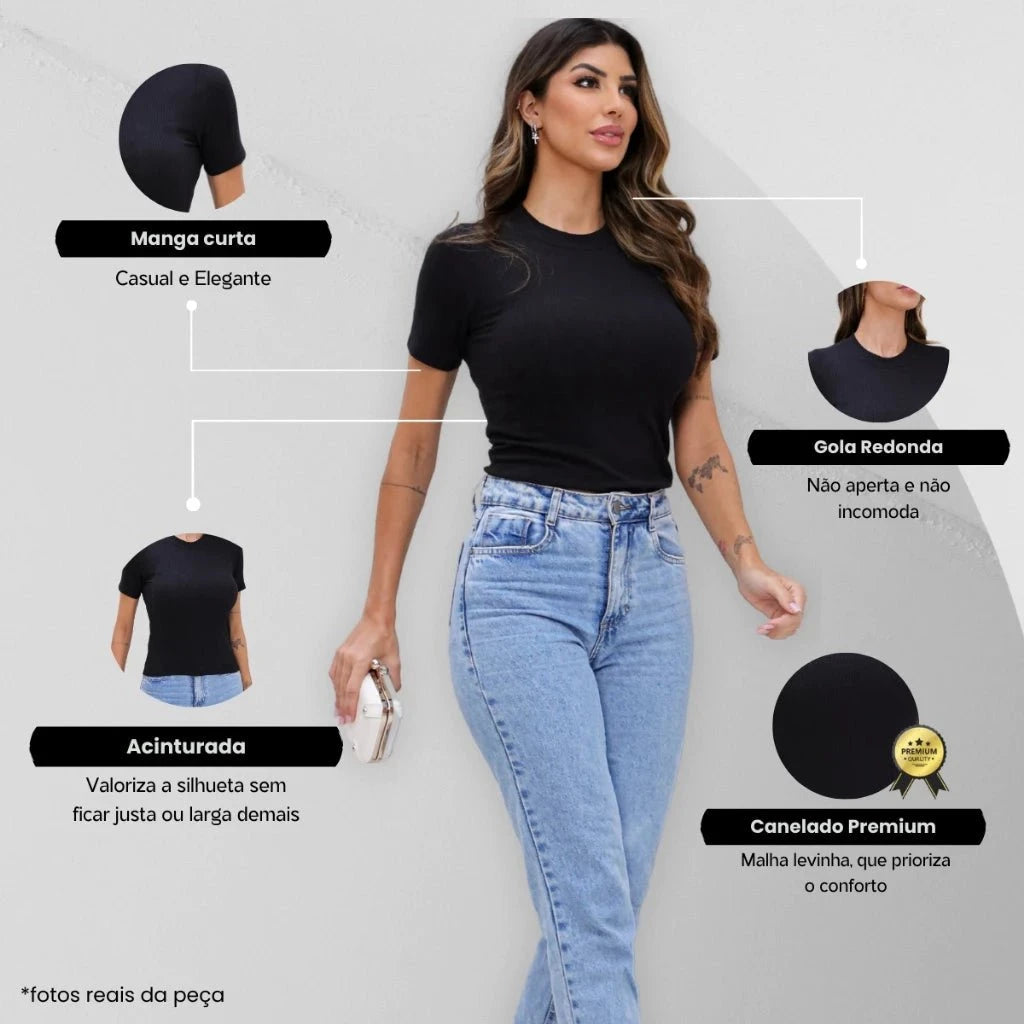 Kit com 3 Blusas Femininas Gola Alta Kit com 3 Blusas Femininas Gola Alta PS1 Direct Ofertas