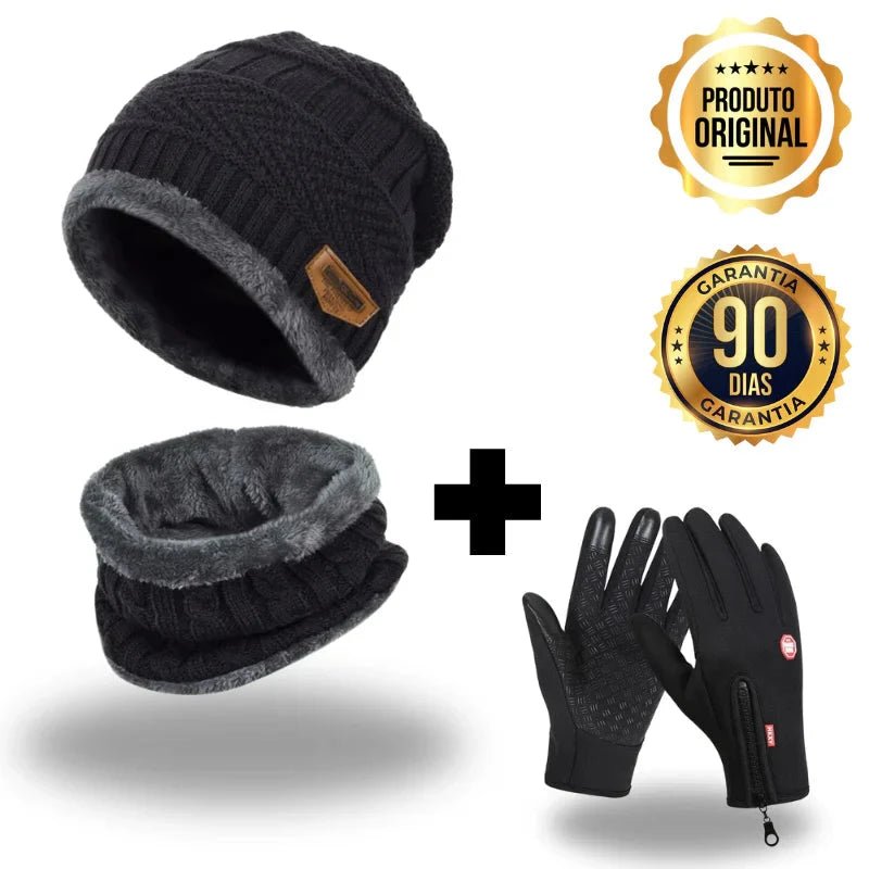 Kit Inverno 3 em 1 – Touca, Cachecol e Luva Impermeável - Direct Ofertas