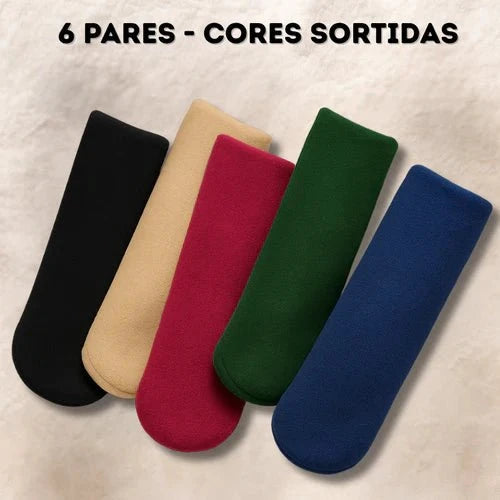 Meias Forradas - Pelúcia Baumont (Compre 3 LEVE 6) Meias Forradas P11 Direct Ofertas 6 Pares Sortidas