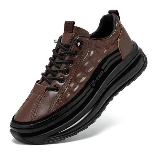 Tênis Masculino Estilo Couro De Crocodilo + Relogio de Brinde - Direct Ofertas