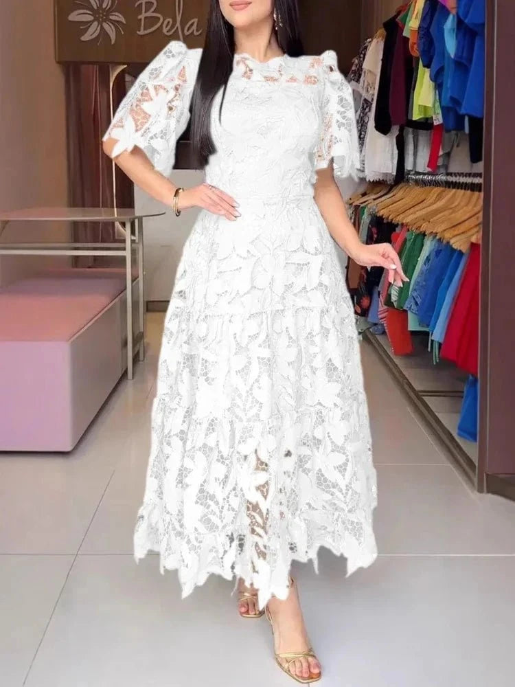 Vestido Feminino de Renda Anaju Vestido Feminino de Renda Anaju P11 Direct Ofertas Branco P