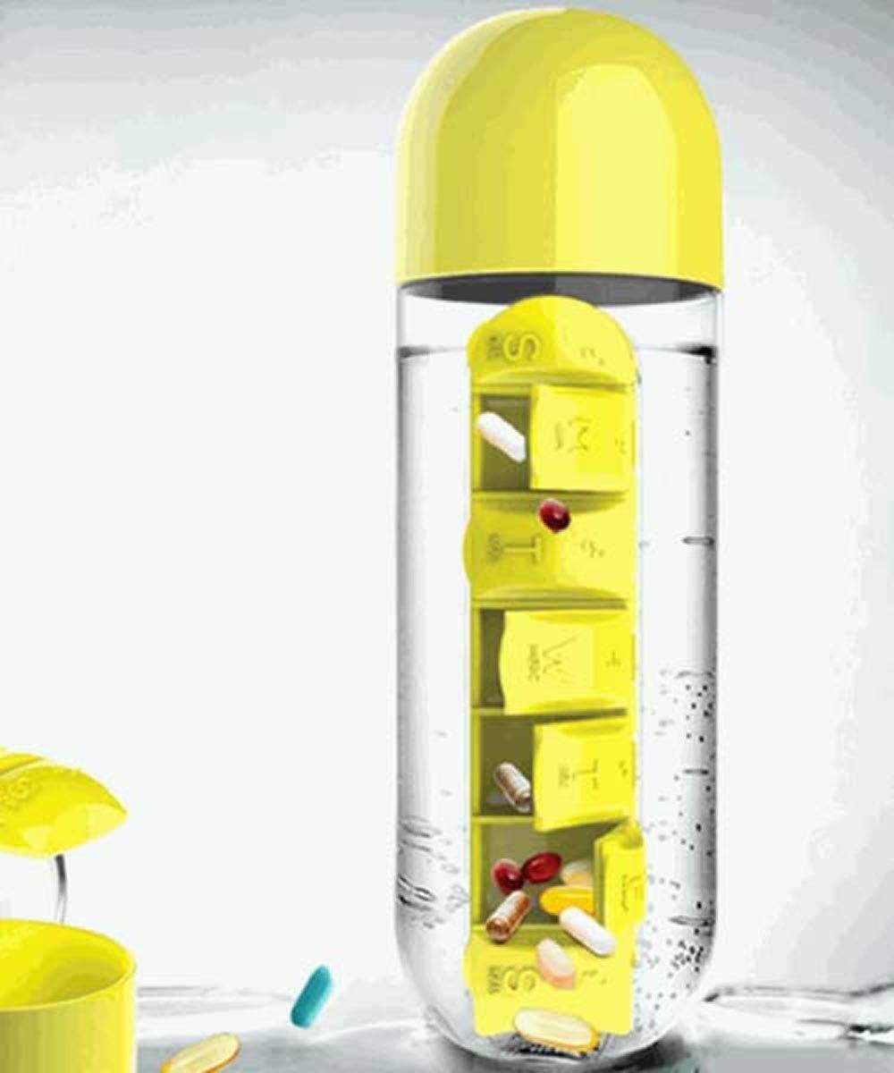 Garrafa de água com porta comprimidos - Pill Bottle 3 EM 1 (EXCLUSIVA!) - Direct Ofertas