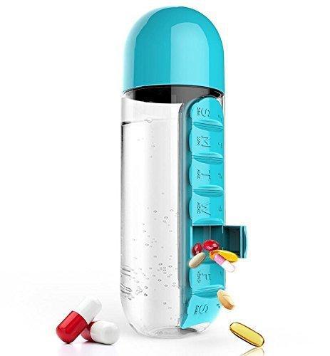 Garrafa de água com porta comprimidos - Pill Bottle 3 EM 1 (EXCLUSIVA!) - Direct Ofertas