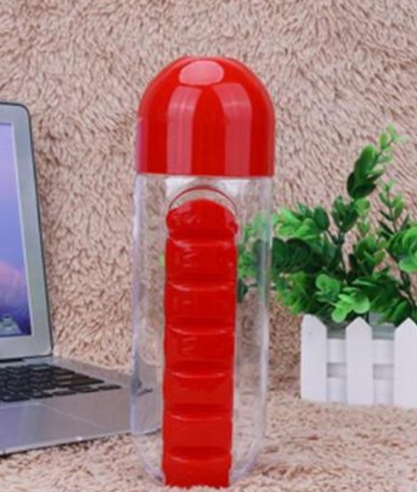 Garrafa de água com porta comprimidos - Pill Bottle 3 EM 1 (EXCLUSIVA!) - Direct Ofertas