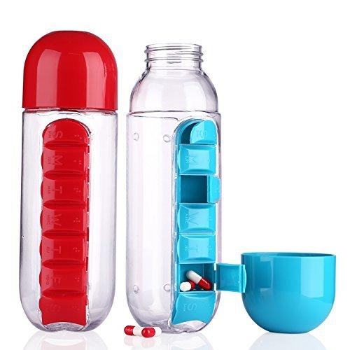 Garrafa de água com porta comprimidos - Pill Bottle 3 EM 1 (EXCLUSIVA!) - Direct Ofertas