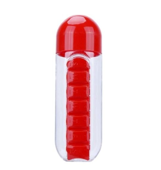 Garrafa de água com porta comprimidos - Pill Bottle 3 EM 1 (EXCLUSIVA!) - Direct Ofertas