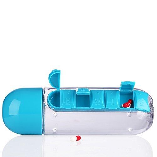 Garrafa de água com porta comprimidos - Pill Bottle 3 EM 1 (EXCLUSIVA!) - Direct Ofertas