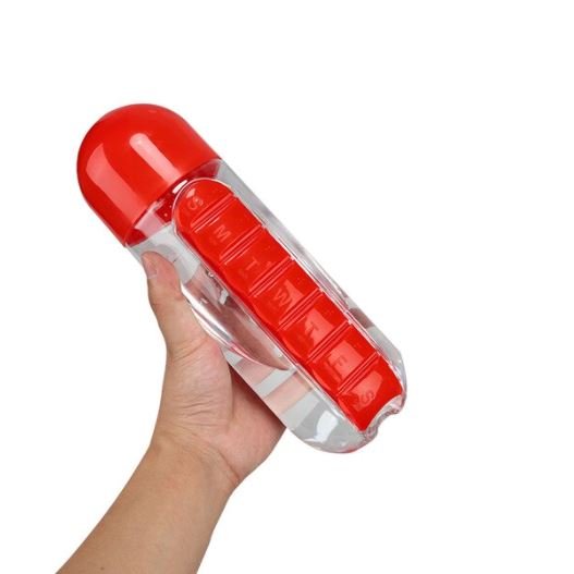 Garrafa de água com porta comprimidos - Pill Bottle 3 EM 1 (EXCLUSIVA!) - Direct Ofertas