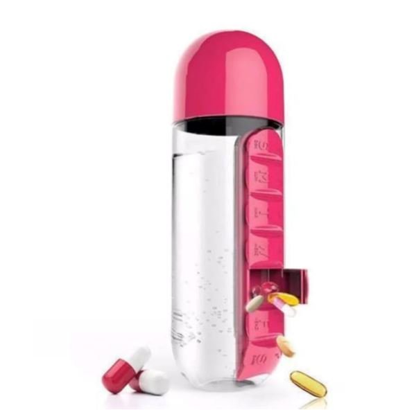 Garrafa de água com porta comprimidos - Pill Bottle 3 EM 1 (EXCLUSIVA!) - Direct Ofertas
