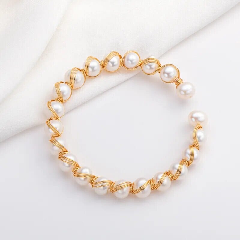 Bracelete de Pérolas de Agua Doce Banhado a Ouro - Direct Ofertas