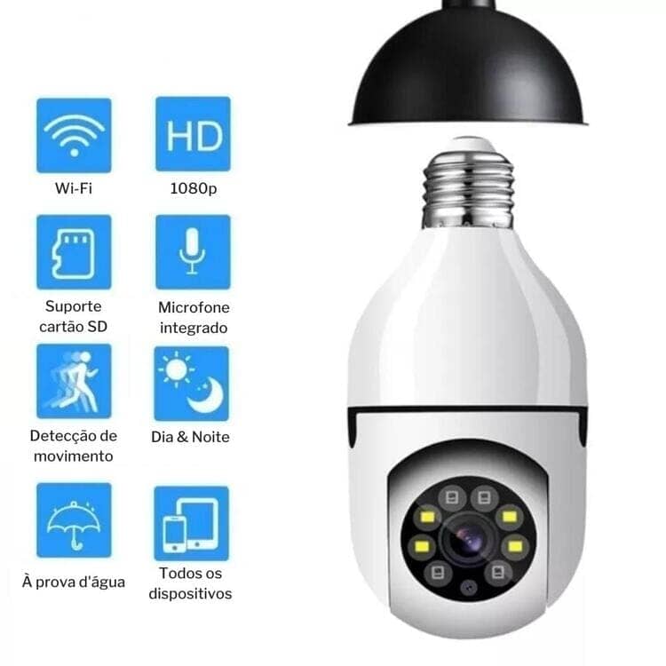 Câmera de Segurança Full HD Wi - Fi Inteligente 360 - Direct Ofertas