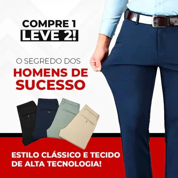 COMPRE 1 E LEVE 2 | Calça Social Clássica Alfaiataria Gentleman 2025 + Brinde Cinto Social Couro - Direct Ofertas