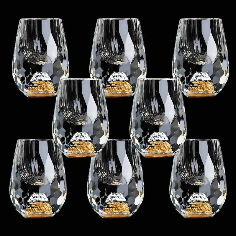 Copo Diamante Luxo com Fundo Duplo e Lascas Douradas para Baijiu, Licor, Cachaça, Tequila e Shots - Direct Ofertas