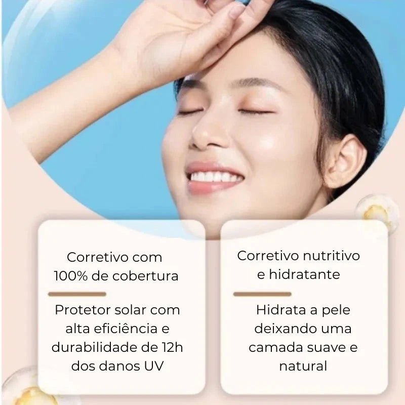 Corretivo Base Stick Coreano 2 em 1 – Cobertura Perfeita 100% Natural - Direct Ofertas