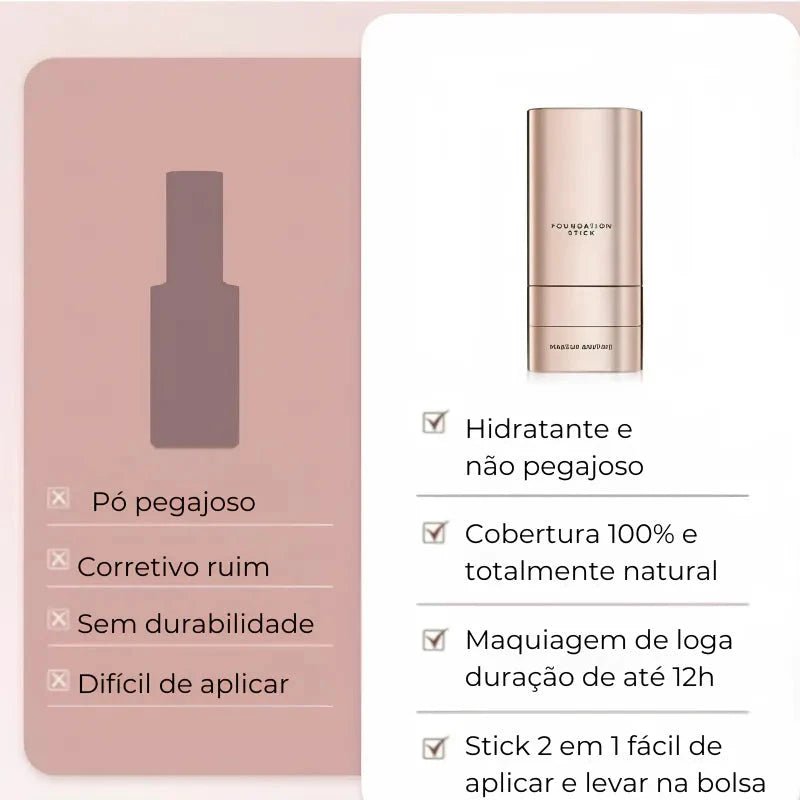 Corretivo Base Stick Coreano 2 em 1 – Cobertura Perfeita 100% Natural - Direct Ofertas