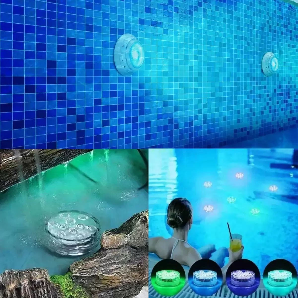 Kit Luminárias de Piscina RGB | Sem Fio Com Controle Remoto - Direct Ofertas