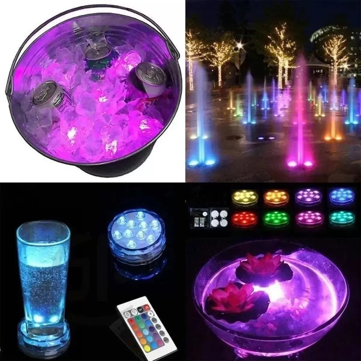 Kit Luminárias de Piscina RGB | Sem Fio Com Controle Remoto - Direct Ofertas